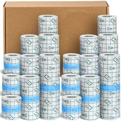 18 Rolls Waterproof Bandages Swimming Waterproof Film Dressing Roll Wounded Tape for Skin Adhesive Bandages for Shower, Tattoo, Swimming, 3 Sizes