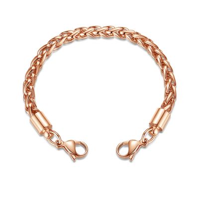 LinnaLove-Rose Gold Wheat Chain Interchangeable Bracelets-Match Medical id tag(CK02RG-6)