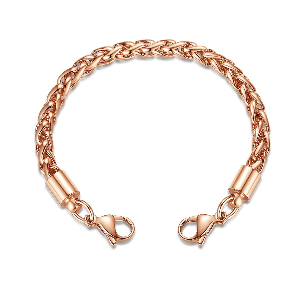 LinnaLove-Rose Gold Wheat Chain Interchangeable Bracelets-Match Medical id tag(CK02RG-6)