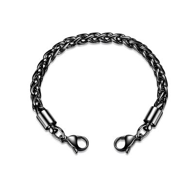 LinnaLove-Black Wheat Chain Interchangeable Bracelets-Match Medical id tag(CK02B-7)
