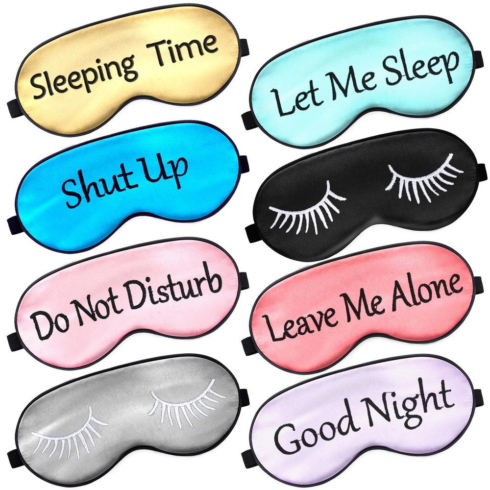 8 Pieces Sleep Mask Silk Eye Mask with Adjustable Strap Soft Blackout Blindfold Eye Cover for Women Men Full Night's Sleep, Travel, Nap, Meditation(Fresh Colors)