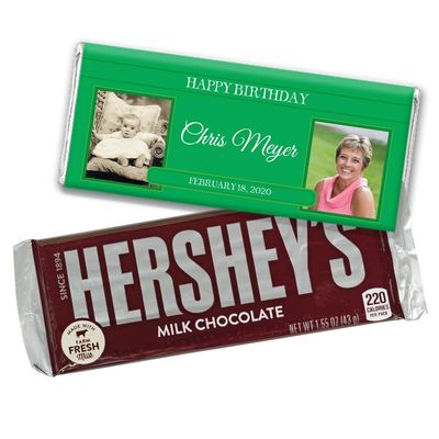 12ct Photo Birthday Party Candy Favors For Adults Bars (12 Pack) - All Ages -Then & Now Photos - Green