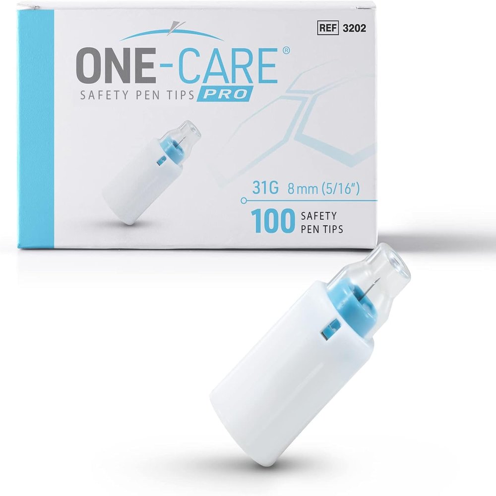 ONE-CARE PRO Safety Pen Tips 31G x 8mm (5/16), 100ct Box