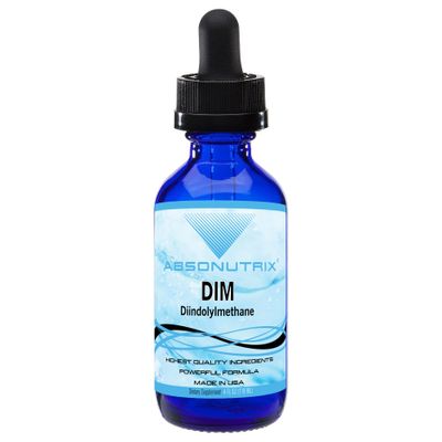 Absonutrix DIM (Diindolylmethane) Extract 593 mg, 4 Oz Bottle, 200 Potent Servings, Third-Party Tested Drops, Quick Absorption, Gluten-Free, Third-Party Tested, GMP-Certified, Non-GMO, Made in USA