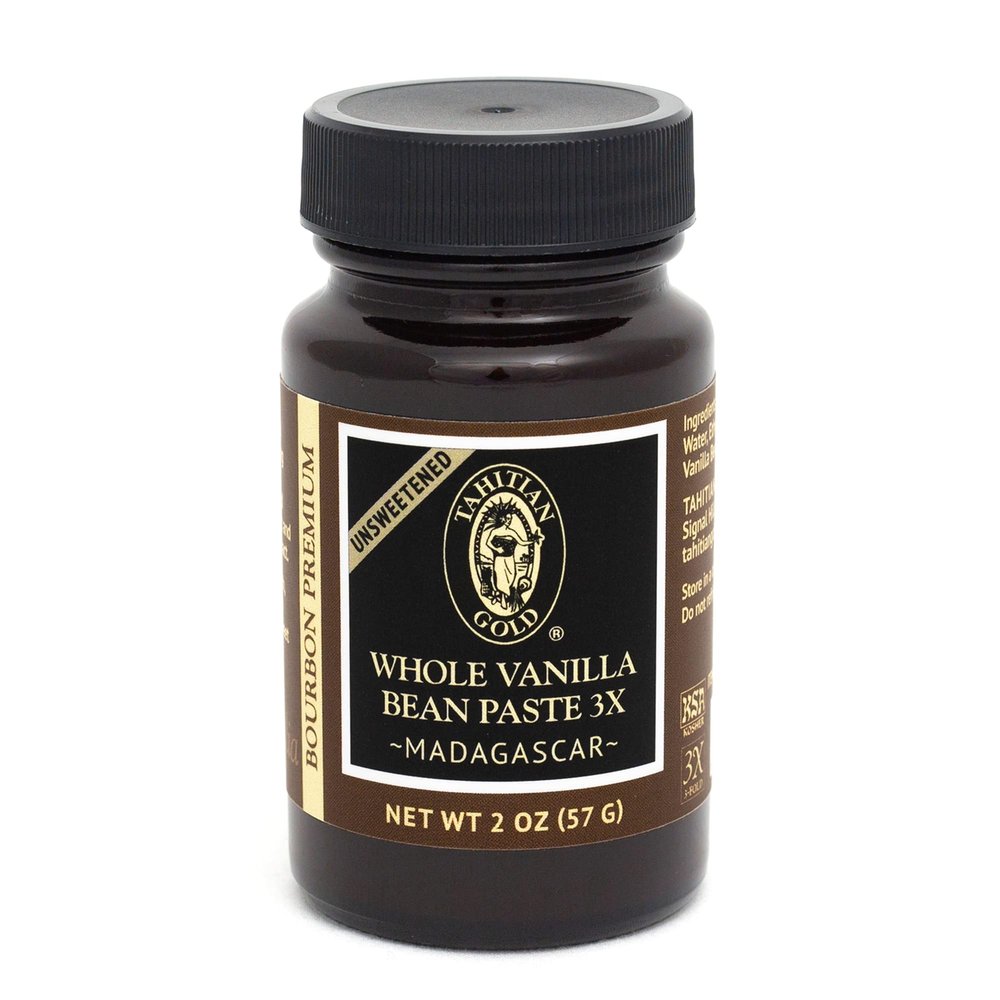 Tahitian Gold Unsweetened Whole Vanilla Bean Paste - Bourbon Premium: Smooth, Rich & Creamy - Vanilla Paste for Baking, Desserts & Beverages - Pure Vanilla Bean Paste from Madagascar (2 Oz Glass Jar)