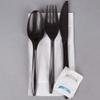 KitchenDine 100 Pack Medium Weight Wrapped Black Plastic Cutlery Pack with Napkin and Salt/Pepper Packets (Black) view 2