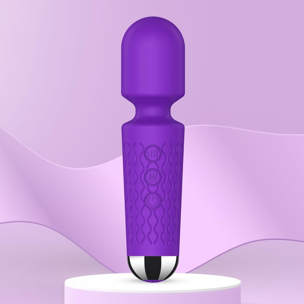 AEVEONE Personal Mini Massager - Handheld Vibration Wand, Quiet & Waterproof - 20 Speeds 8 Patterns Cordless Vibrating for Neck, Back, Tension Relief & Sports Recovery - Purple