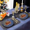160PCS Disposable Cutlery Set for 20 Guests Blue and Gold Party Cutlery Set Includes Dinner Plate Salad Plate Napkin Cup Knife Fork Spoon for Birthday Party Wedding view 3