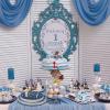 160PCS Disposable Cutlery Set for 20 Guests Blue and Gold Party Cutlery Set Includes Dinner Plate Salad Plate Napkin Cup Knife Fork Spoon for Birthday Party Wedding view 4