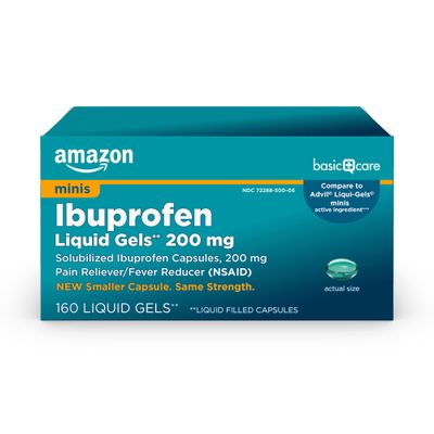 Amazon Basic Care Ibuprofen Liquid Mini Gels Capsules,160 Count (Pack of 1)