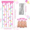 Geyee 100 Pieces Sweet Party Favors Ice Cream Treat Bags Plastic Candy Clear Cellophane Gift Bags with 100 Silver Twist Ties for Girls Kids Sweet Birthday Baby Shower Decorations Supplies view 2