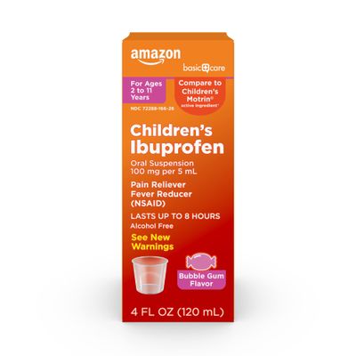 Amazon Basic Care Children's Ibuprofen Oral Suspension, 100mg, Bubblegum, 4 fl oz (Pack of 1)