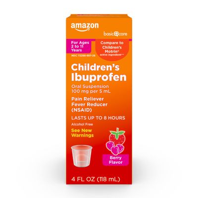 Amazon Basic Care Children's Ibuprofen Oral Suspension 100 mg, Berry, 4 fl oz (Pack of 1)