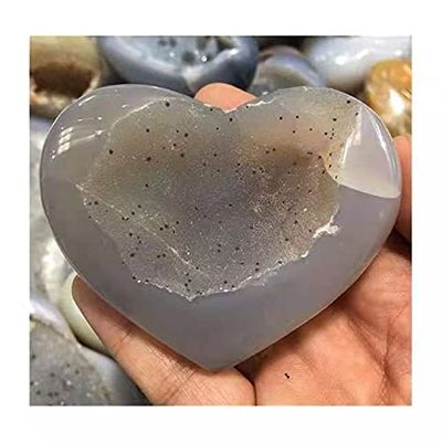 1pc Natural Healing Crystals Gemstone Natural Agate geode Heart for Gift 80mm
