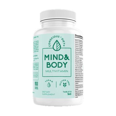 Conscious Diet Mind and Body Multivitamin Green Superfoods and Antioxidants- Vegan and Gluten Free for Men and Women- 90 Count