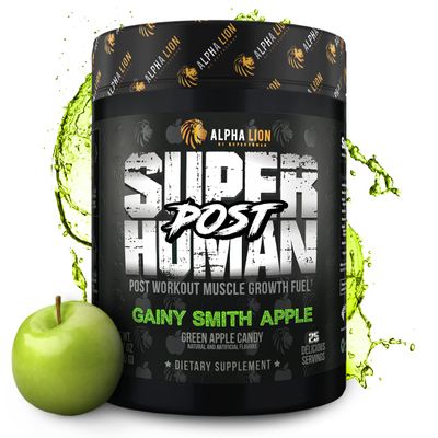 Alpha Lion Superhuman Post Workout Recovery, Muscle Builder Drink, Creatine Powder + More for Lean Muscle Growth, Strength & Volume, Supplement for Women & Men (25 Servings, Gainy Smith Apple)