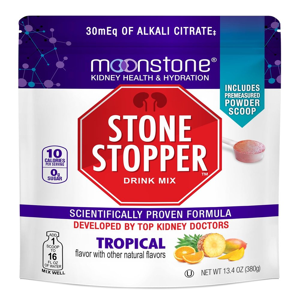 Stone Stopper Drink Mix, Tropical, Kidney Stone Prevention, Calcium Oxalate Protector, Alkali Citrate Support, Developed by Urologists to Improve Hydration and Support Kidney Health, 30 Day Supply