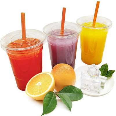 Nicole Fantini Disposable Plastic To Go Cups with Flat Lids and Straws - Clear BULK (16 Oz - 100 Pack)