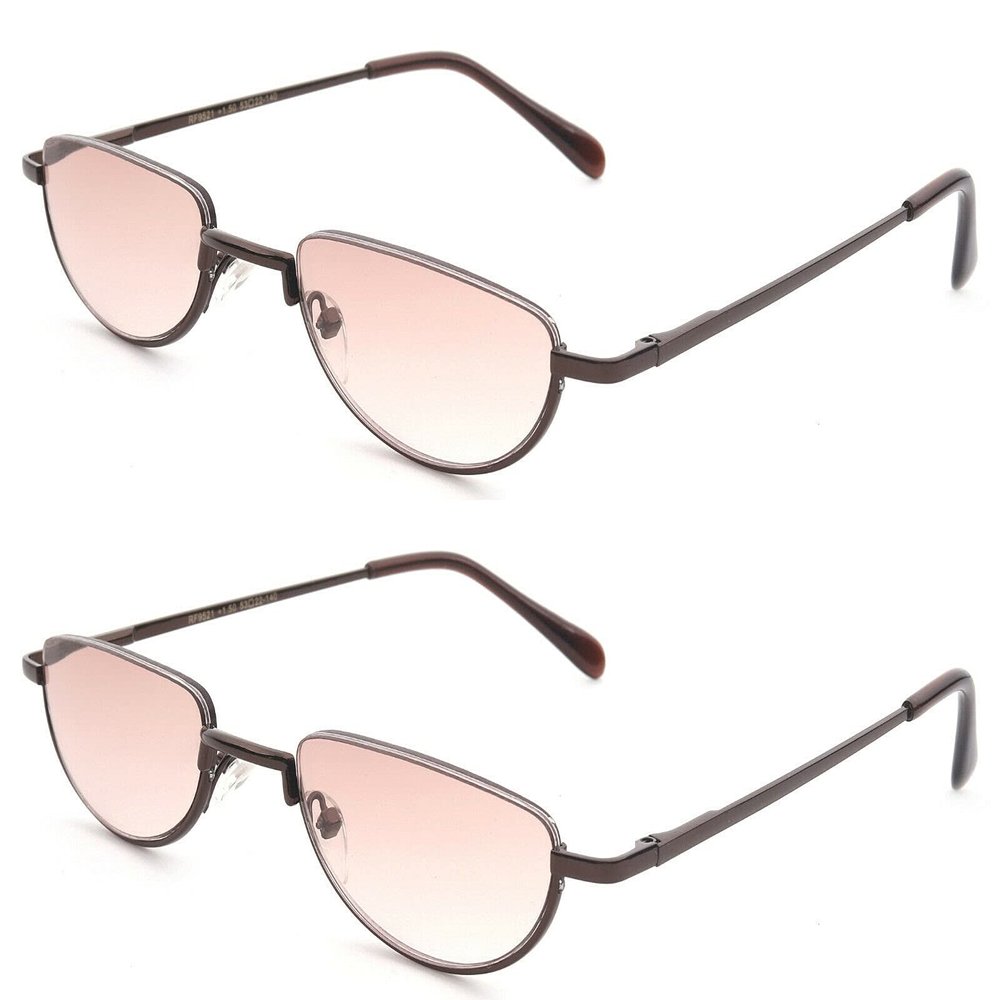 2 Pairs Men Women Tinted Brown Lens Reading Glasses Spring Hinge (2 Pairs - Tinted Brown, 2.00)