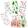 Kesote Christmas Cellophane Treat Bags, 100 Pieces Santa Xmas Snowflake Plastic Goodie Candy Treat Bags Bulk with Twist Ties for Chrismas Party Favor Supplies view 1