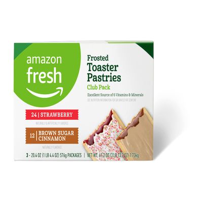Amazon Fresh Frosted Toaster Pastries Club Pack (24 ct Strawberry & 12 ct Brown Cinnamon Sugar)