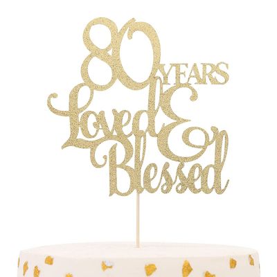 Golden 80 Years Love Blessed Cake Topper - 80th Birthday Cake Topperhappy 80th Birthday Cake Topper,80th Anniversary Wedding Birthday Party Decoration