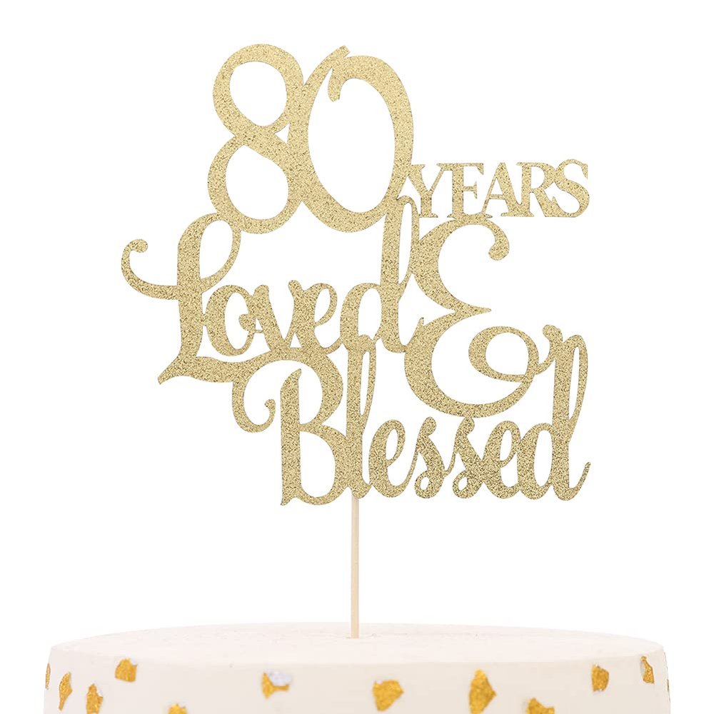 Golden 80 Years Love Blessed Cake Topper - 80th Birthday Cake Topperhappy 80th Birthday Cake Topper,80th Anniversary Wedding Birthday Party Decoration
