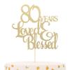 Golden 80 Years Love Blessed Cake Topper - 80th Birthday Cake Topperhappy 80th Birthday Cake Topper,80th Anniversary Wedding Birthday Party Decoration view 1