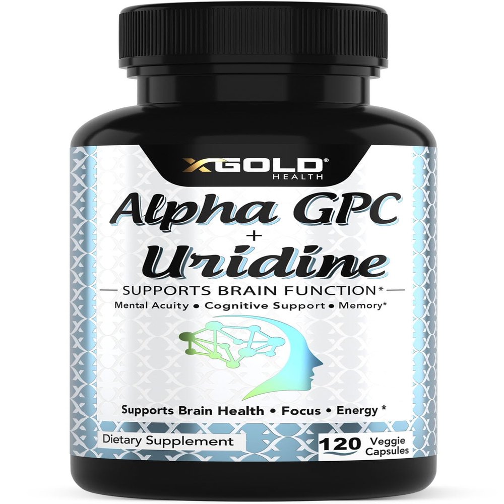 Alpha Gpc + Uridine 900mg  Powerful Nootropic for Boost Focus, Memory, Energy, Mood & Cognitive Performance  120 Vegetarian Capsules