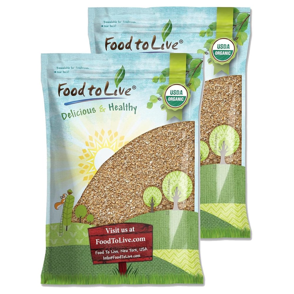 Food to Live - Organic Cracked Wheat Berries, 18 Pounds  Non-GMO. Cleaned, Crushed & Sifted Hard Red Winter Groats. Raw, Vegan, Kosher.