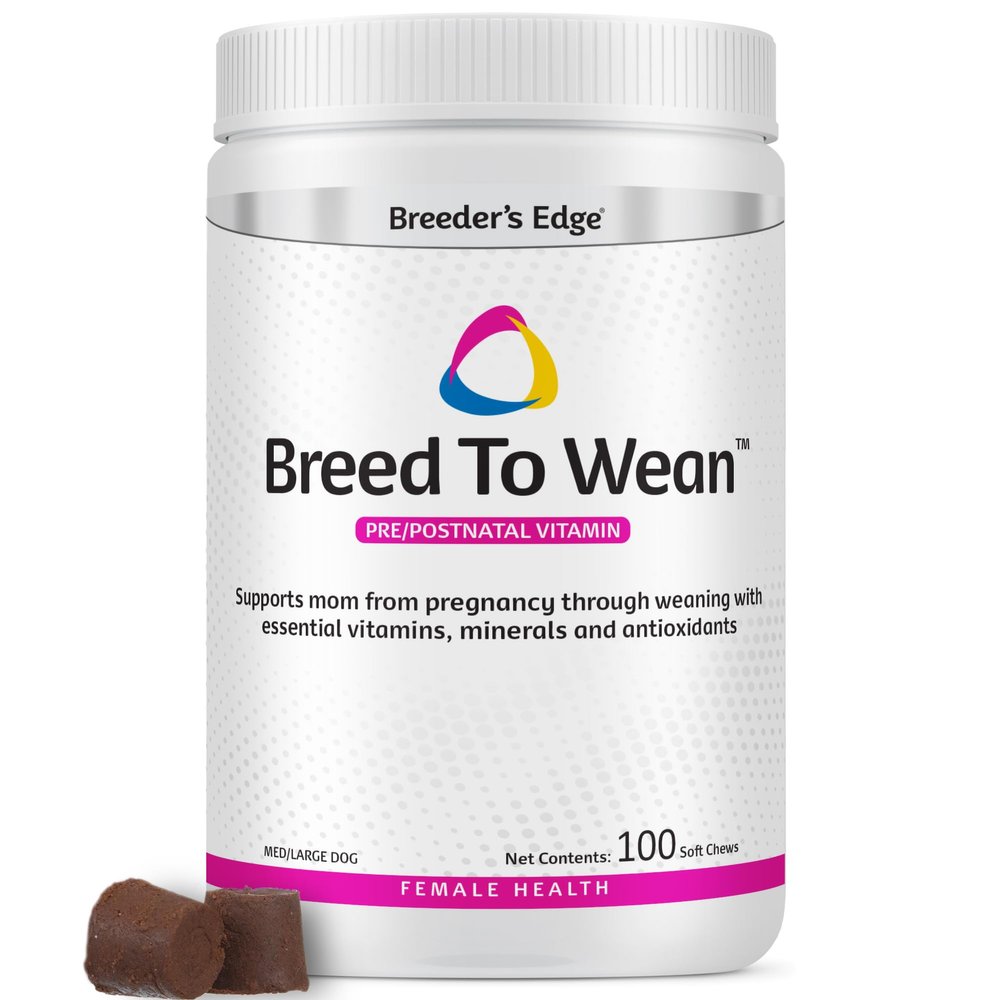 Breeders Edge Breed to Wean, Prenatal and Postnatal Multivitamin for Dogs & Cats, Supports Pregnant & Nursing Moms, Supplement Provides Antioxidants Vitamins & Minerals, 100ct for Medium & Large Dogs