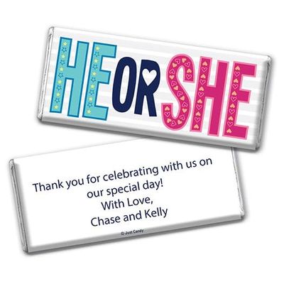 12ct Gender Reveal Candy Bars (12 Pack) - Party Supplies He or She