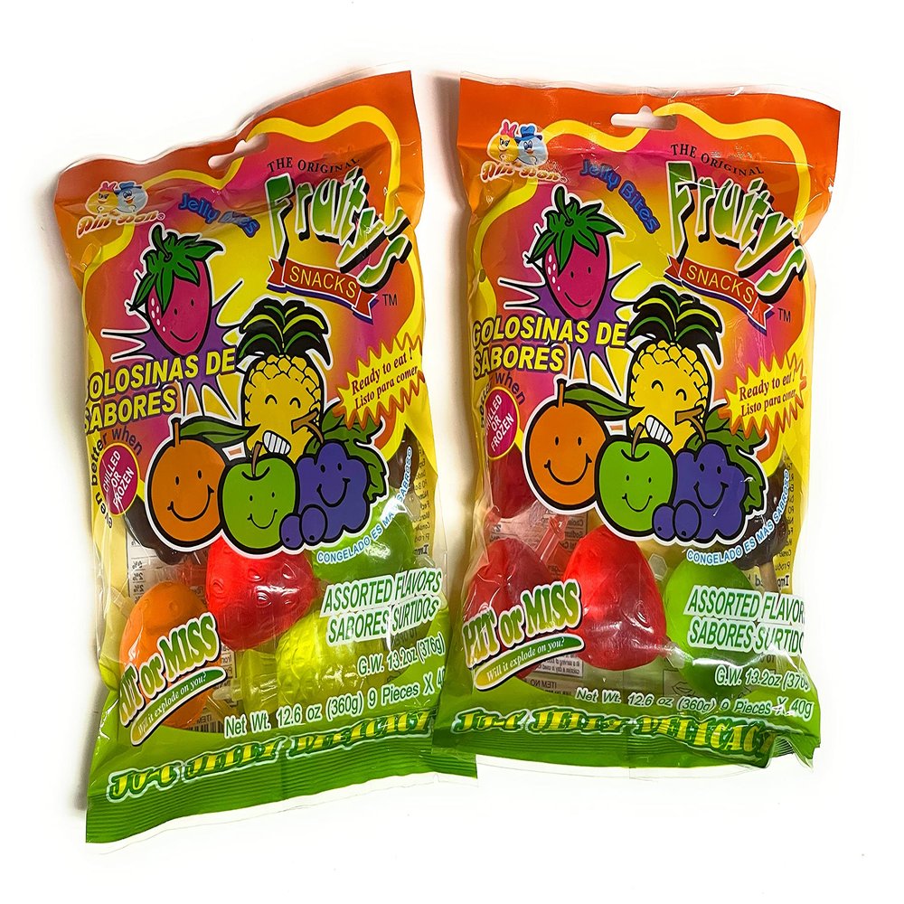 Din Don Fruity's JU-C Jelly Fruit Snacks, Famous TikTok candy for challenges Game (2 Pack x12.6 oz)