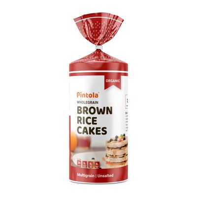 Pintola Organic Wholegrain Brown Rice Cakes - Multigrain (All Natural,Unsalted) (Pack of 1) 125 g | 9 Wholegrain | No Cholesterol | No Sugar/Salt | Soy and Yeast Free | Only 30 Calories Per Cake