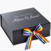 Wedding Goodies Will You Be My Matron of Honor? Proposal Box black - No Border - Rainbow Ribbon Large/White view 1