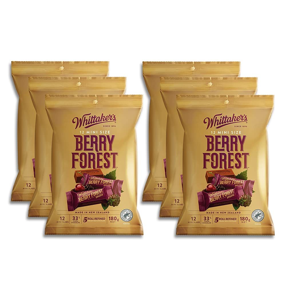 Whittaker's Share Pack Mini Slab Berry Forest 180g (Pack of 6) Made in New Zealand