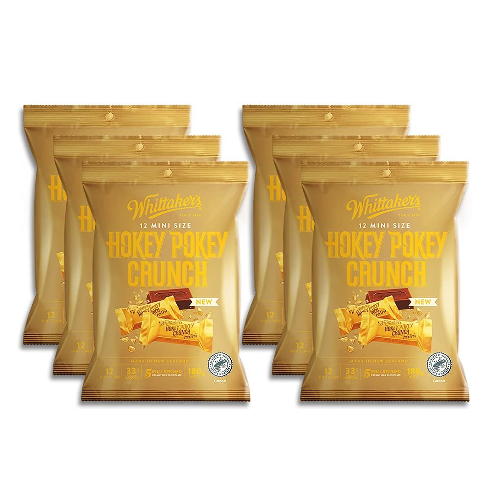 Whittaker's WHITTAKER'S Share Pack Mini Slab Hokey Pokey Crunch 180g (Pack of 6) (Made in New Zealand)