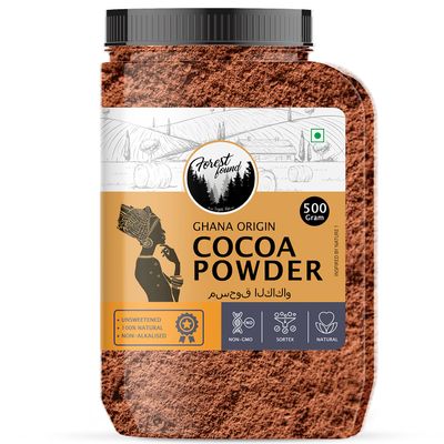 Forest Found 100% Pure & Natural Unsweetened Dark Cocoa Powder for Cake and Chocolate Making (500 Gm)