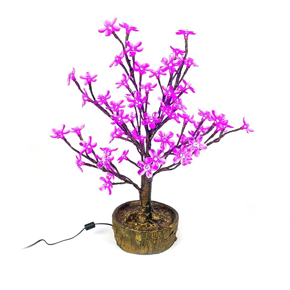 Bright Baum Bonsai Juno Cherry Blossom LED Tree 2' Purple