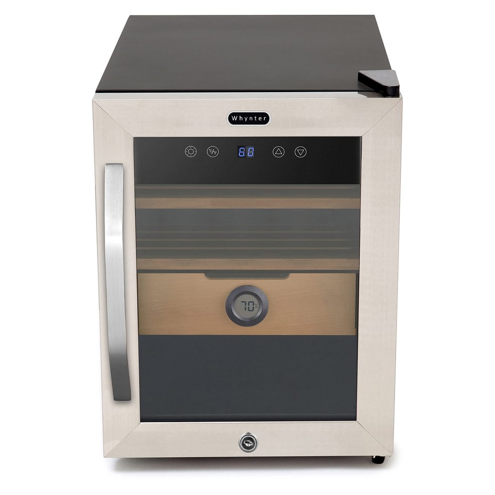 Whynter CHC-123DS 1.2 cu. ft. Stainless Steel Digital Control and Display Cigar Humidor with Spanish Cedar Shelves