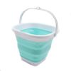 SAMMART 2.6L (0.68 Gallon) Super Mini Sqare Collapsible Plastic Bucket - Foldable Square Tub - Portable Fishing Water Pail - Space Saving Outdoor Waterpot (1, White/Lake Green) view 1