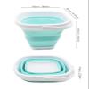 SAMMART 2.6L (0.68 Gallon) Super Mini Sqare Collapsible Plastic Bucket - Foldable Square Tub - Portable Fishing Water Pail - Space Saving Outdoor Waterpot (1, White/Lake Green) view 2