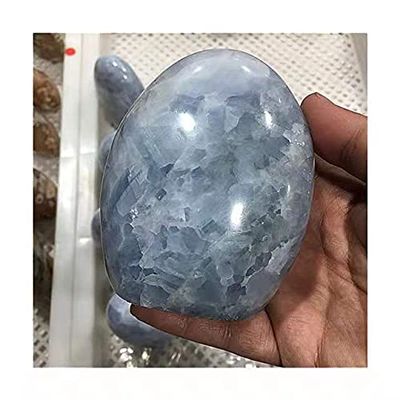 1pc Bulk Natural Celestite Quartz Palm Stone Blue Celestite Standing Crystal for Home Decoration 600-700g