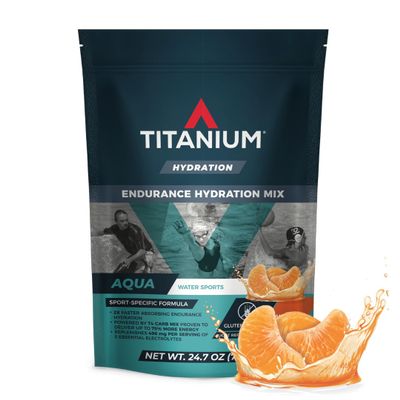 TITANIUM Aqua Hydration Drink Mix - Carbohydrate Powder & Electrolyte Mix - Sports Drink Powder for Swimming, Surfing, Diving (24.7 oz, 30 Servings) - Endurance Drink - Gluten Free