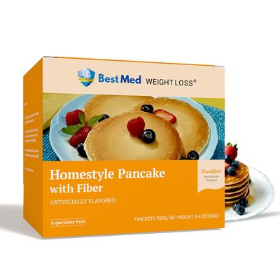 BestMed High Protein Pancakes | Homestyle | 15g Protein, 5g Fiber, Low Calorie, Low Fat, Low Sugar, Trans Fat-Free | Healthy Breakfast | 7ct