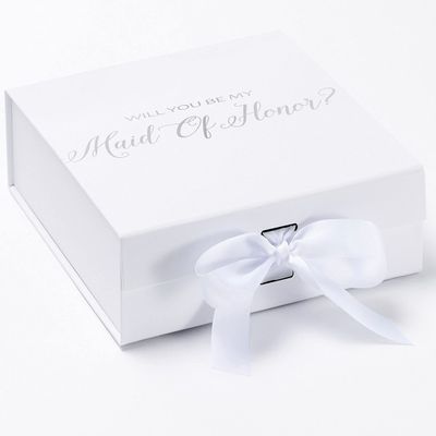 Wedding Goodies Will You Be My maid of honor? Proposal Box White - No Border Medium/Silver