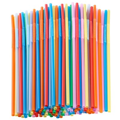 200 Pcs Disposable Drinking Straws, 12.8inch Extra Long Colorful Long Flexible Bendy Straws (0.23'' diameter)