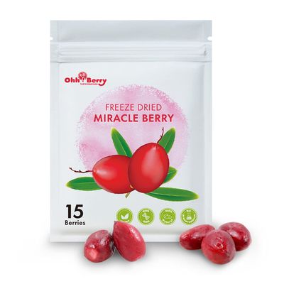 Ohh! Berry Miracle Berry [all 15 of them], Magic Berries Taste Change, Natural & Freeze-Dried Friut, Turn Sour Sweet and Reduce Sugar Use For Better Health Forever, No Preservatives