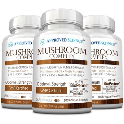 Approved Science Mushroom Complex - Support The Immune System and Cognitive Function - with Lions Mane, Chaga, Reishi, Turkey Tail, Shiitake, Oyster, and More - 120 Capsules - Vegan
