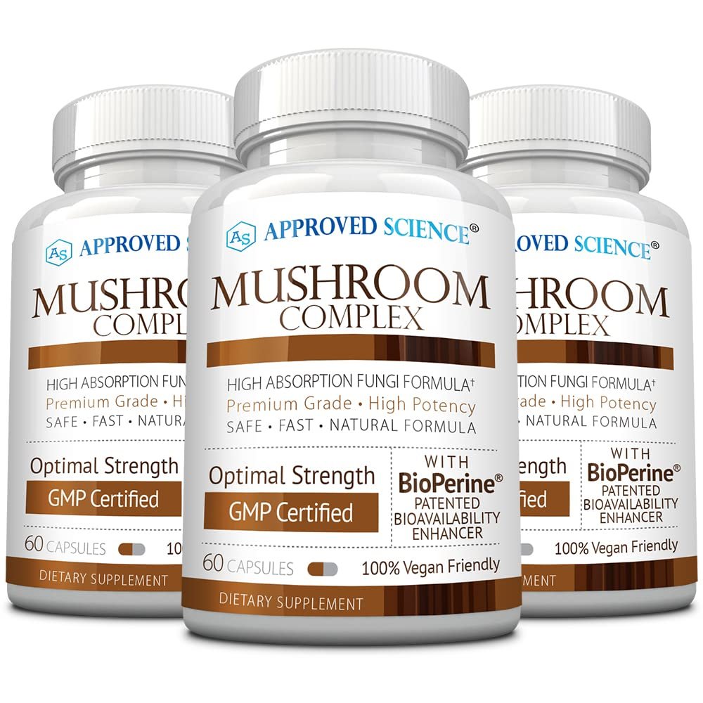 Approved Science Mushroom Complex - Support The Immune System and Cognitive Function - with Lions Mane, Chaga, Reishi, Turkey Tail, Shiitake, Oyster, and More - 120 Capsules - Vegan